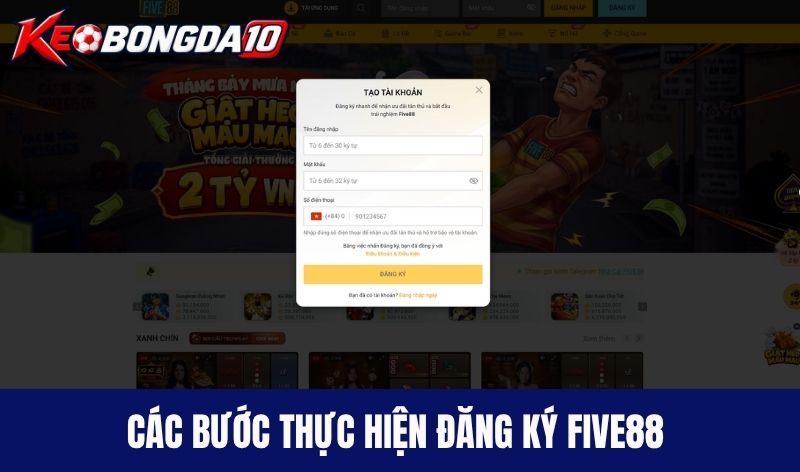 dang ky five88 Các bước game thủ thực hiện đăng ký Five88